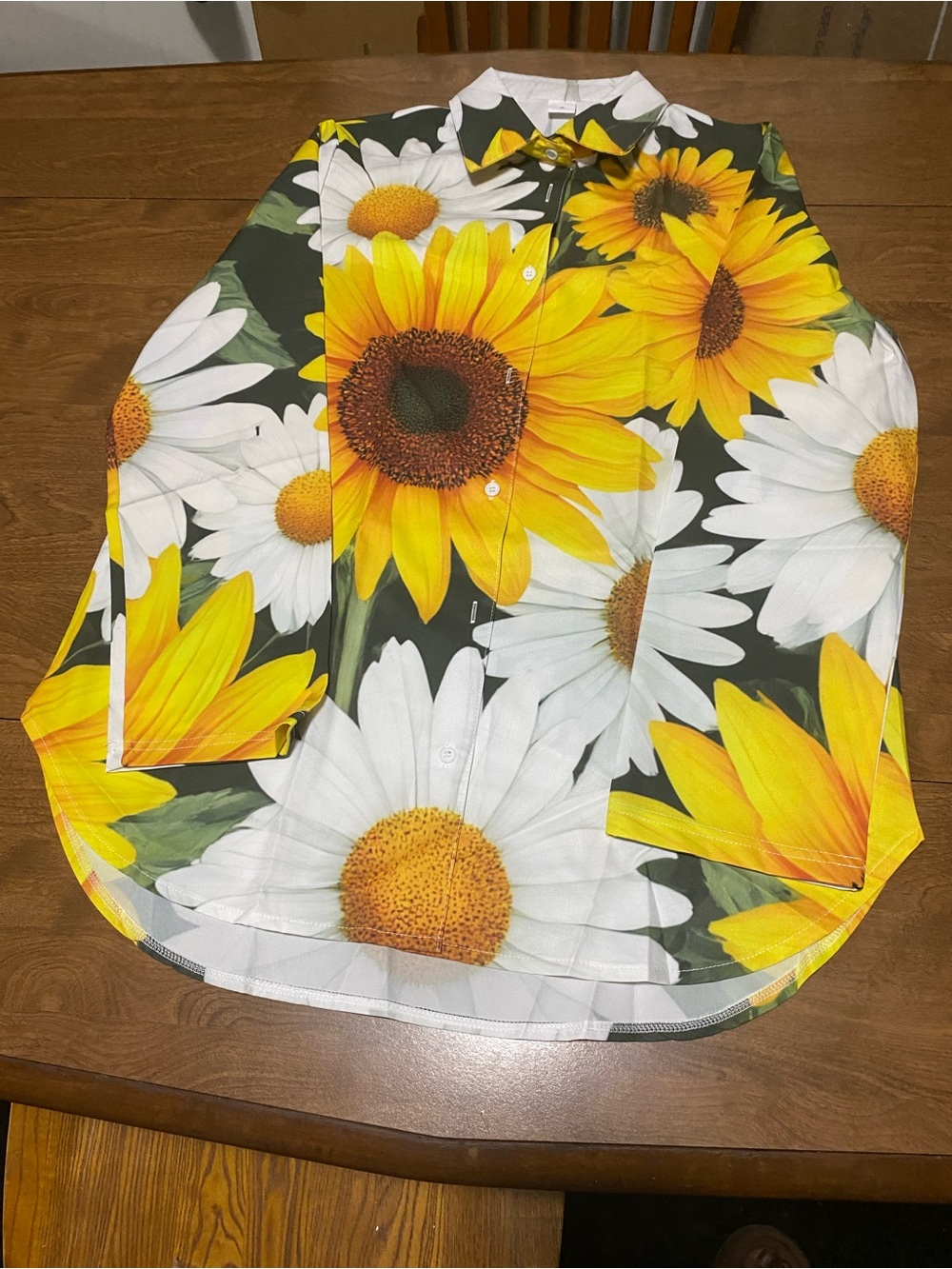 Floral Sunflower & Daisy Button-Up Top - Yellow White